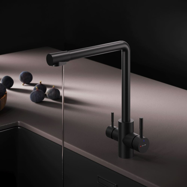 Смеситель для кухонной мойки Am.Pm X-Joy S с каналом для фильтра F85B05722 черный матовый