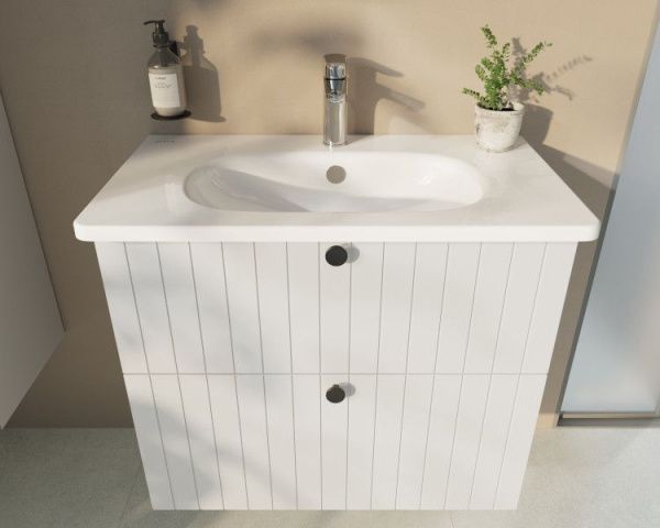 Модуль с круглой раковиной 47х80х67 см VitrA Root Groove 69436 матовый белый Модуль с круглой раковиной 47х80х67 см VitrA Root Groove 69436 матовый белый