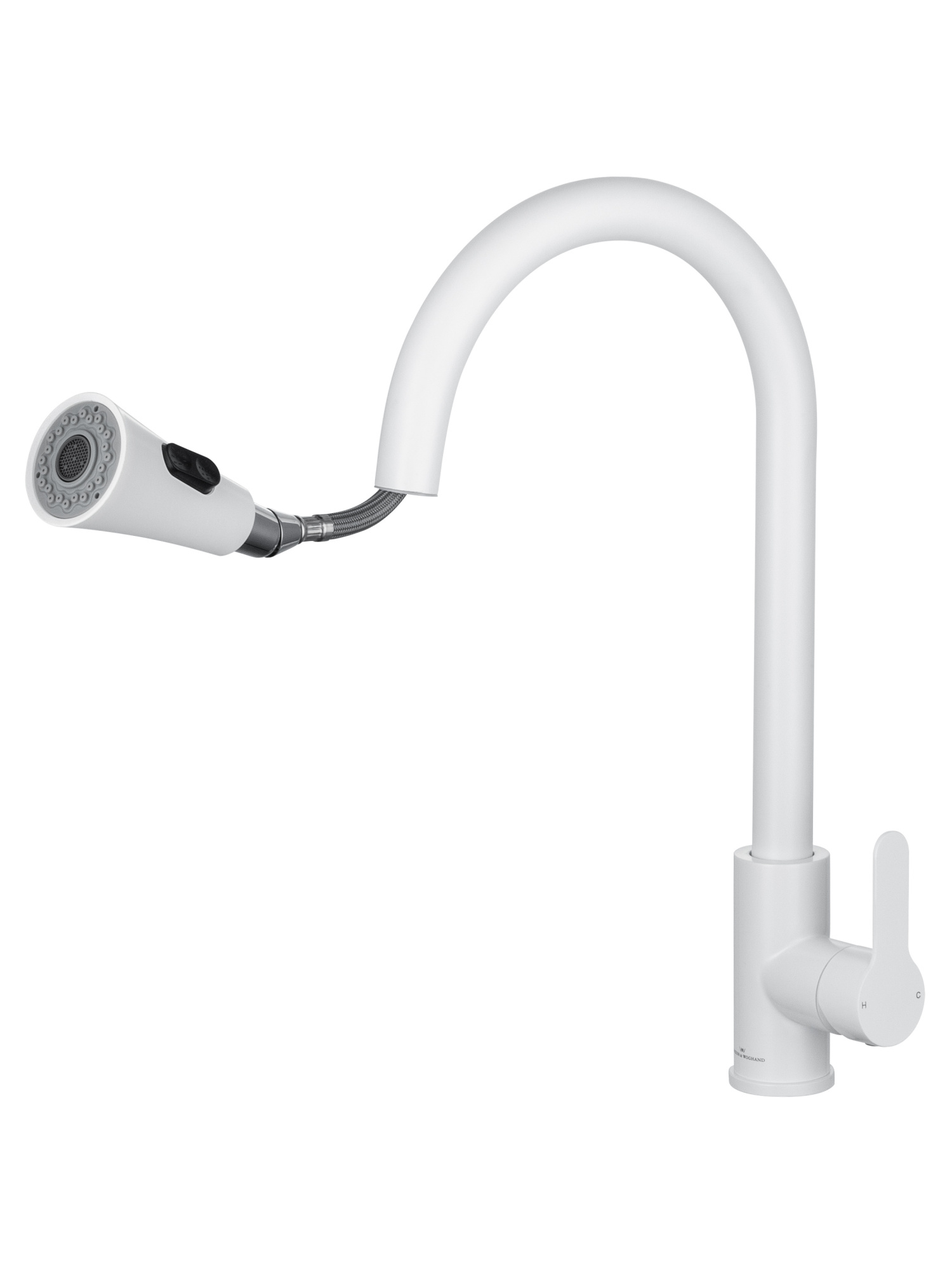 Смеситель для кухонной мойки Wonzon & Woghand WW-121E201L-MW белый матовый