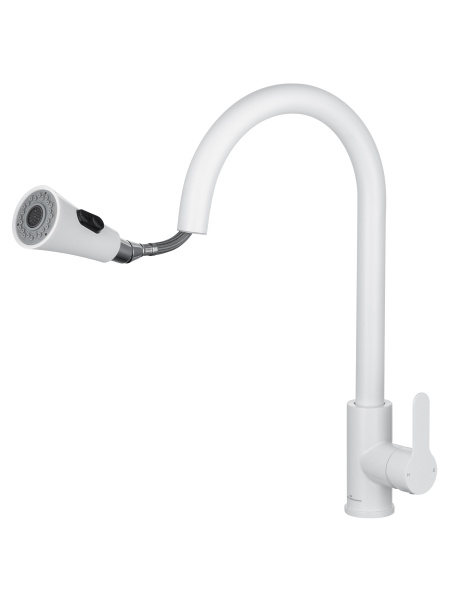 Смеситель для кухонной мойки Wonzon & Woghand WW-121E201L-MW белый матовый