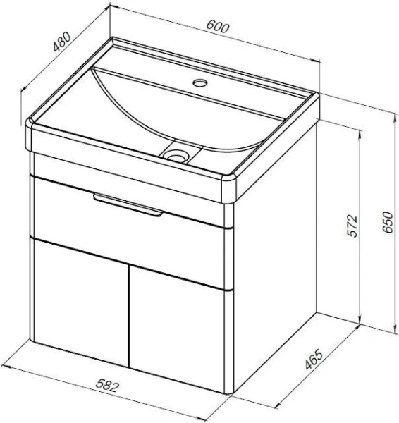 Тумба под раковину Aquanet Ирис New 60 см 00310148 подвесная белая глянцевая