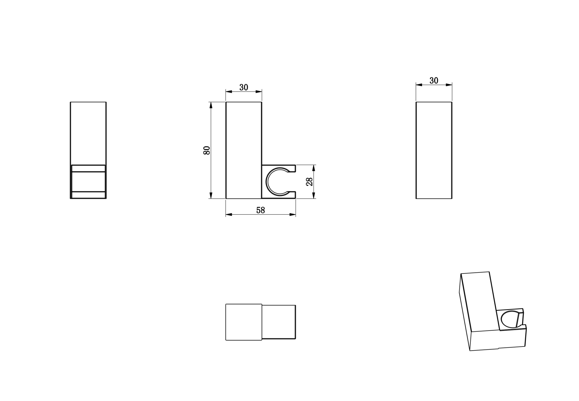 Держатель душевой лейки Wonzon & Woghand WW-994220-MB черный матовый