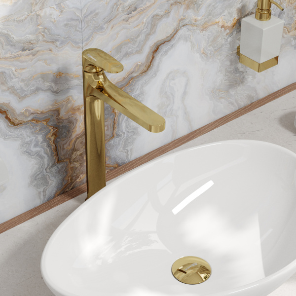 Смеситель для раковины WasserKRAFT Neckar 2103H золото глянцевый