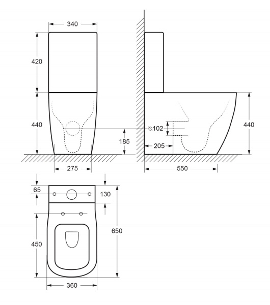 Чаша унитаза Cezares Lux CZR-159-CPR приставная безободковая