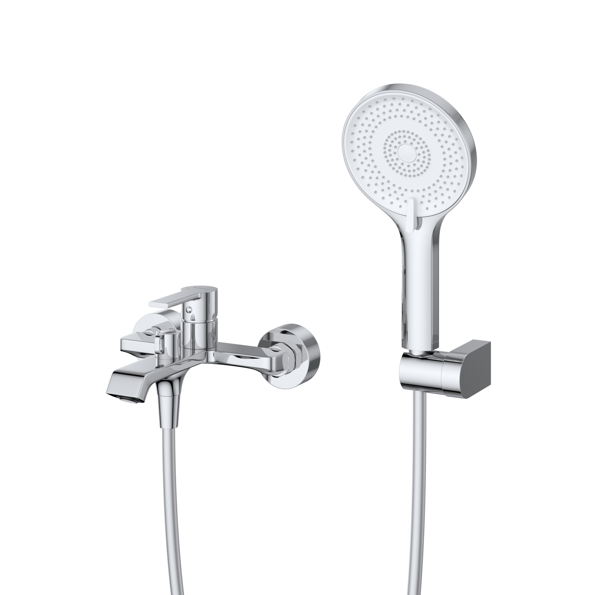 Смеситель для ванны с ручным душем, шлангом и держателем BelBagno Aurora AURORA-VASM-CRM хром глянцевый