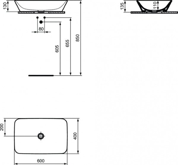 Раковина-чаша 60 см Ideal Standard CONNECT AIR E034801 Раковина-чаша 60 см Ideal Standard CONNECT AIR E034801