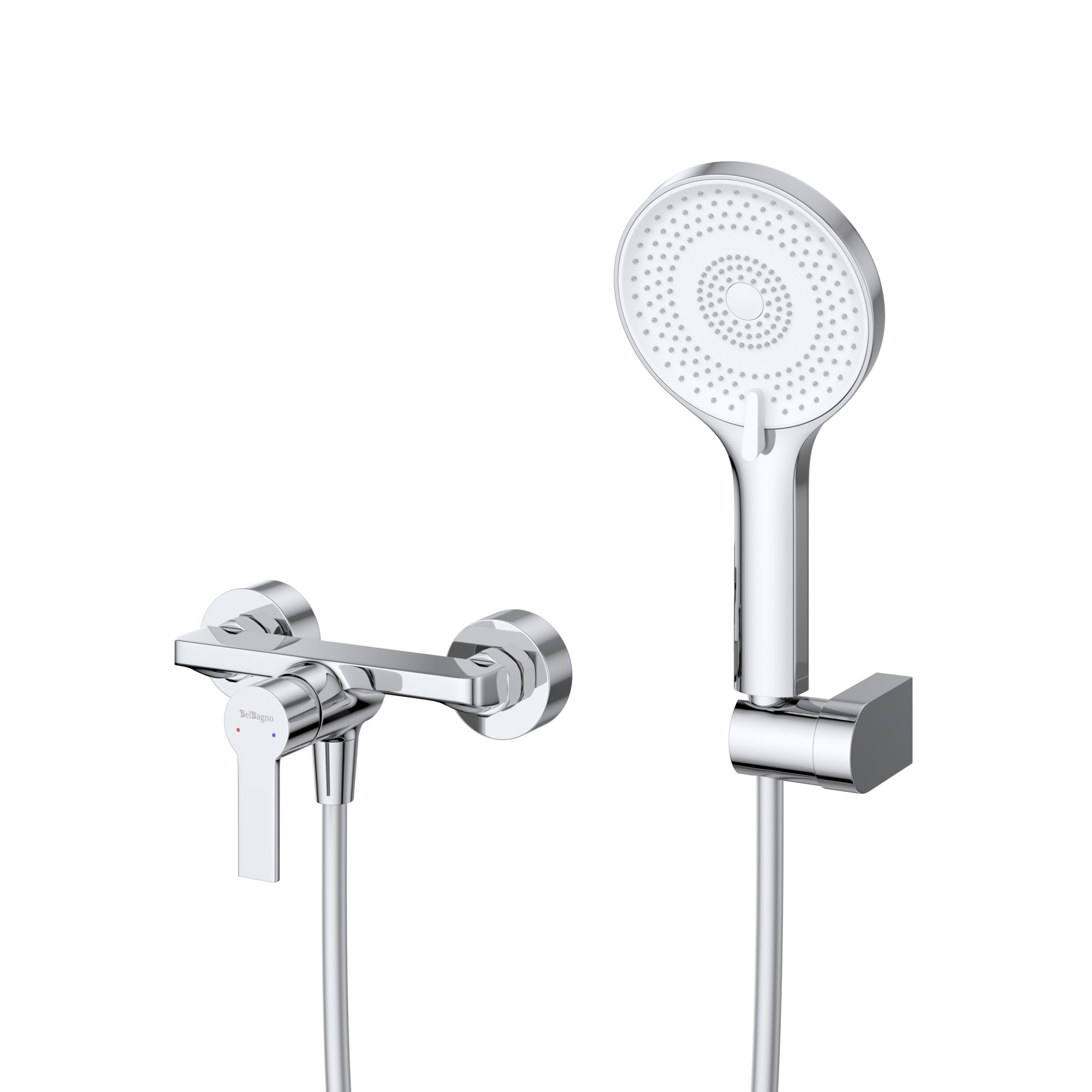 Смеситель для ванны с ручным душем, шлангом и держателем BelBagno Aurora AURORA-ESDM-CRM хром глянцевый