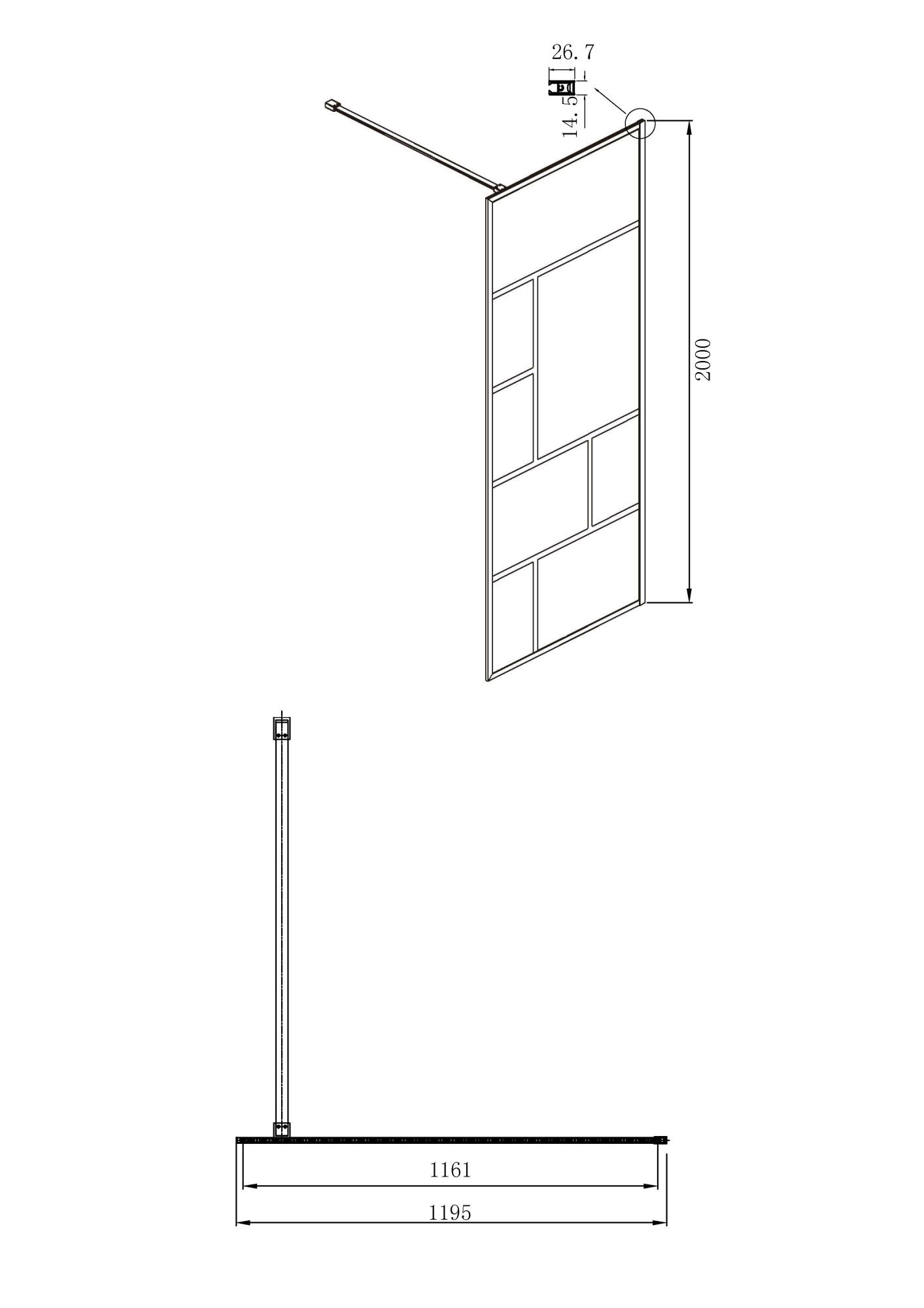 Душевая перегородка 120х200 см Ambassador Walk-in 15031215 черный Душевая перегородка 120х200 см Ambassador Walk-in 15031215 черный