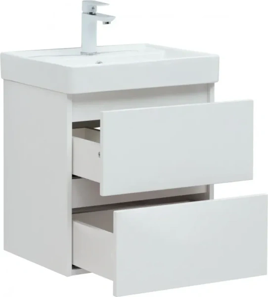 Тумба с раковиной Aquanet Вега 50 см 00308337 подвесная белая