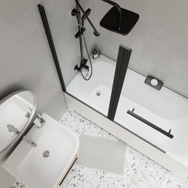 Штора для ванной стеклянная Parly F03B черный