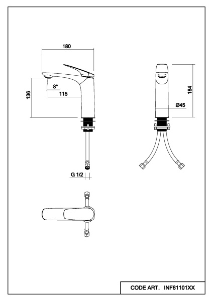 Смеситель для раковины Abelsberg Perfecta INF60101BG королевское золото брашированный