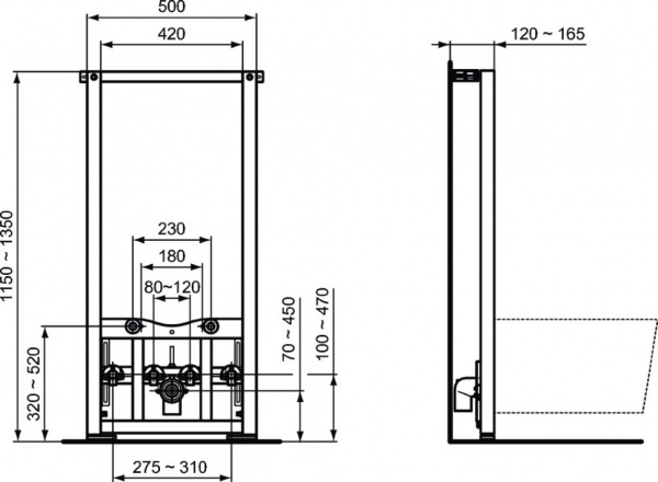 Рама для монтажа подвесного биде Ideal Standard PROSYS R016267