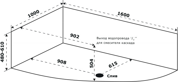 Ванна акриловая Azario Микона 160х100 левая МИВ0001 Ванна акриловая Azario Микона 160х100 левая МИВ0001
