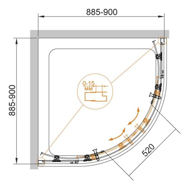 Душевой уголок 90x90 см Cezares ECO ECO-O-R-2-90-C-NERO хром Душевой уголок 90x90 см Cezares ECO ECO-O-R-2-90-C-NERO хром