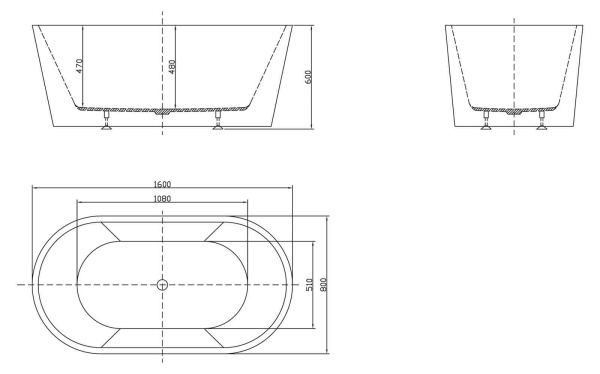 Ванна акриловая BelBagno 160x80 BB202-1600-800