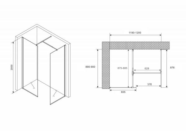 Душевой уголок 120x90 ABBER Immer Offen AG67129B профиль черный стекло прозрачное Душевой уголок 120x90 ABBER Immer Offen AG67129B профиль черный стекло прозрачное