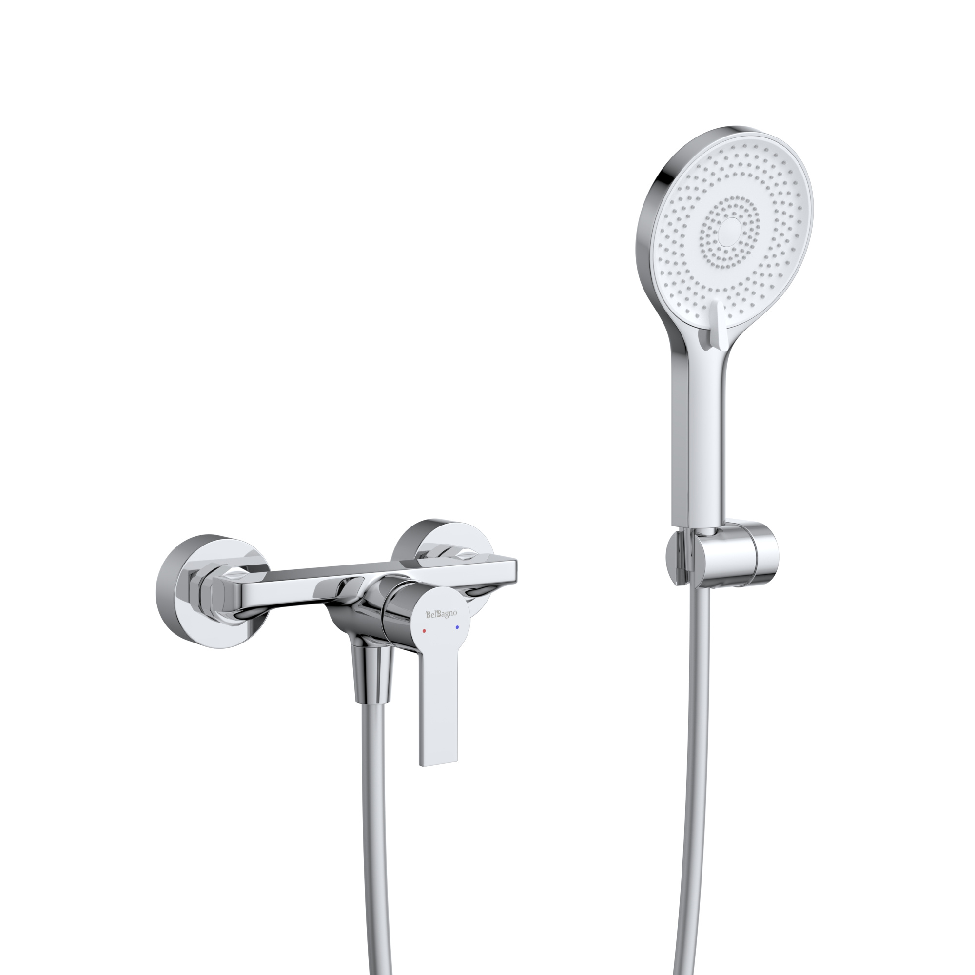 Смеситель для ванны с ручным душем, шлангом и держателем BelBagno Aurora AURORA-ESDM-CRM хром глянцевый
