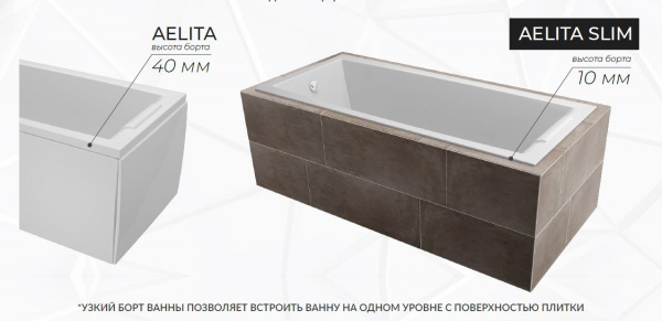Ванна акриловая 165х75 Marka One AELITA Slim Ванна акриловая 165х75 Marka One AELITA Slim