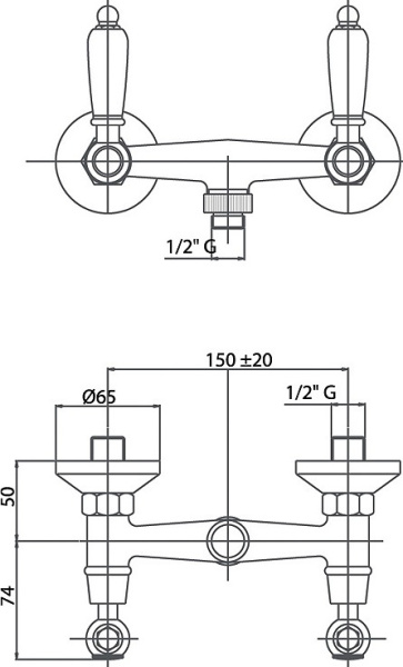 Смеситель Caprigo Adria Classic 03-015-crm для душа хром глянцевый