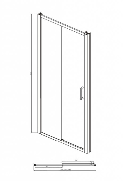 Душевая дверь в нишу 120x200 Bravat Blackline BD120.4101B Душевая дверь в нишу 120x200 Bravat Blackline BD120.4101B