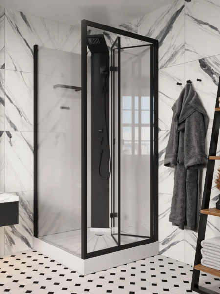 Душевая кабина Ceruttispa 90x225 BELLA90B профиль черный