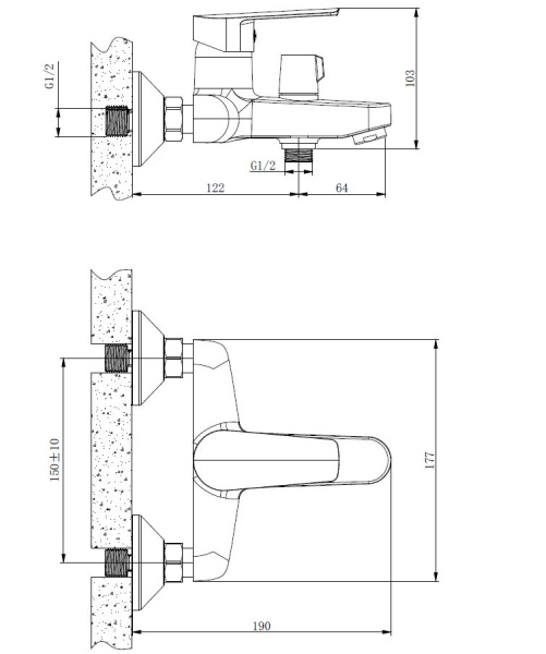 Смеситель для ванны Voda Hill HI 54 хром глянцевый