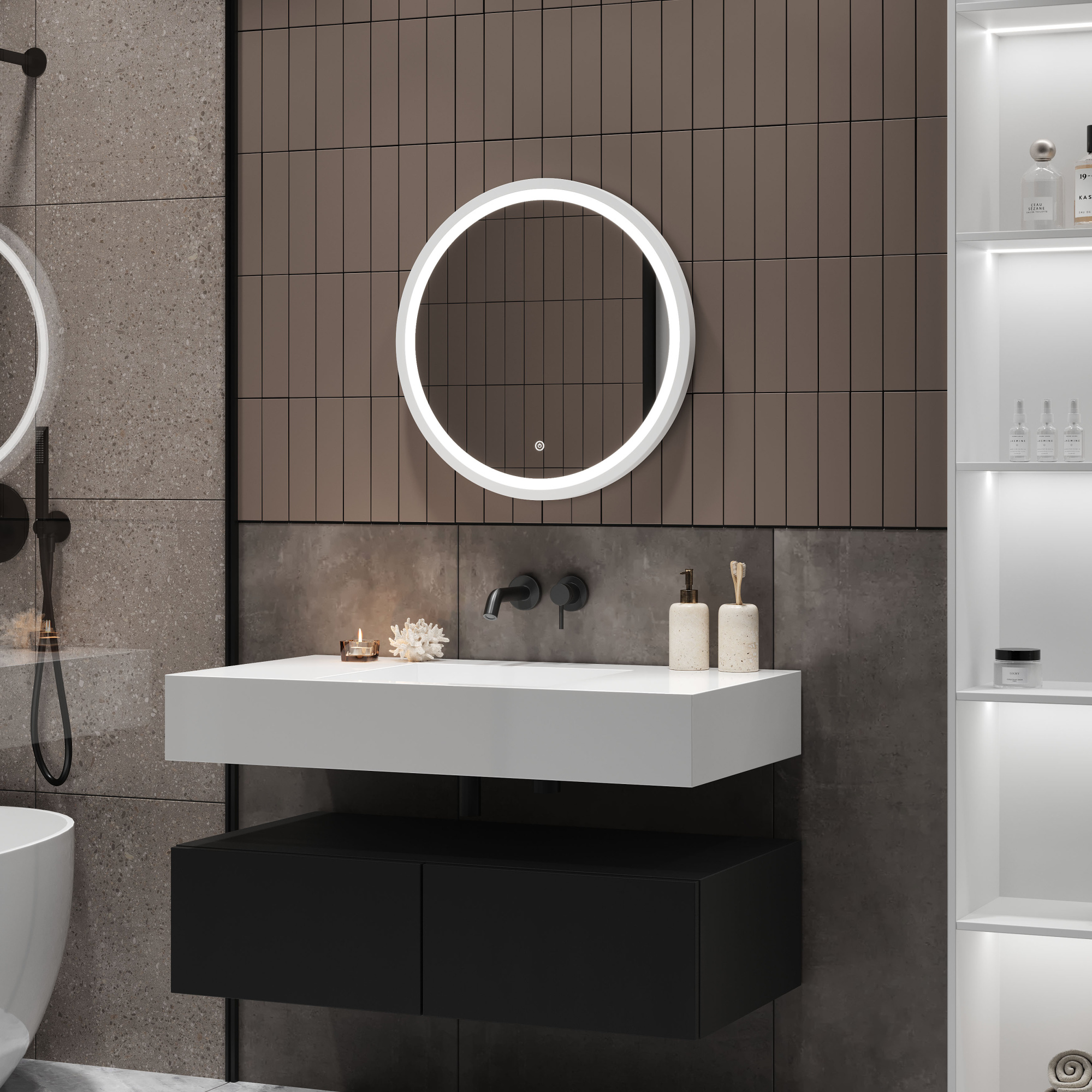 Зеркало Какса-А Luxe 60 см 005381 с подсветкой белое