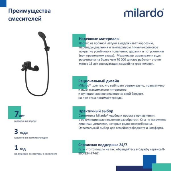 Смеситель для ванны черный матовый MILARDO Rora RORBL00M02 Смеситель для ванны черный матовый MILARDO Rora RORBL00M02