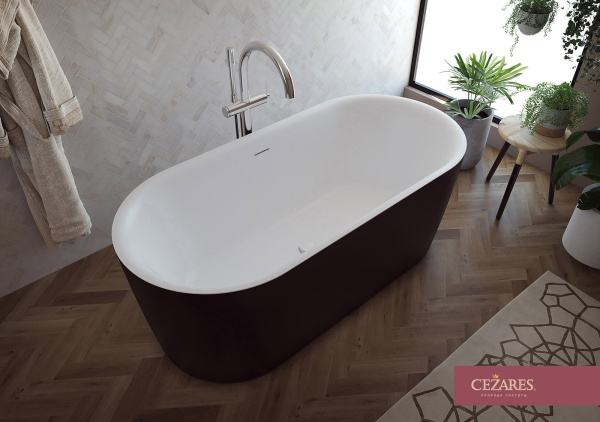 Ванна акриловая Cezares Metauro 180x80 METAURO-INT-Central-180-80-60-B-W-MATT
