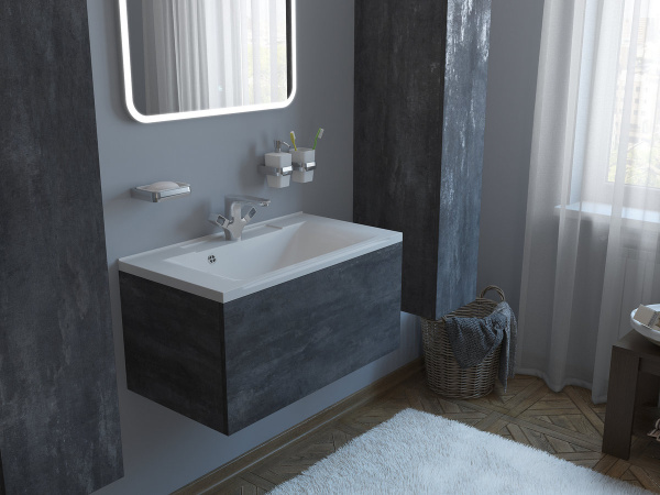 Тумба под раковину Какса-А Cristal 22 80 см 004831 подвесная серый графит