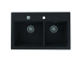 Мойка каменная двойная 79х50 ALVEUS ATROX 1132002 черная