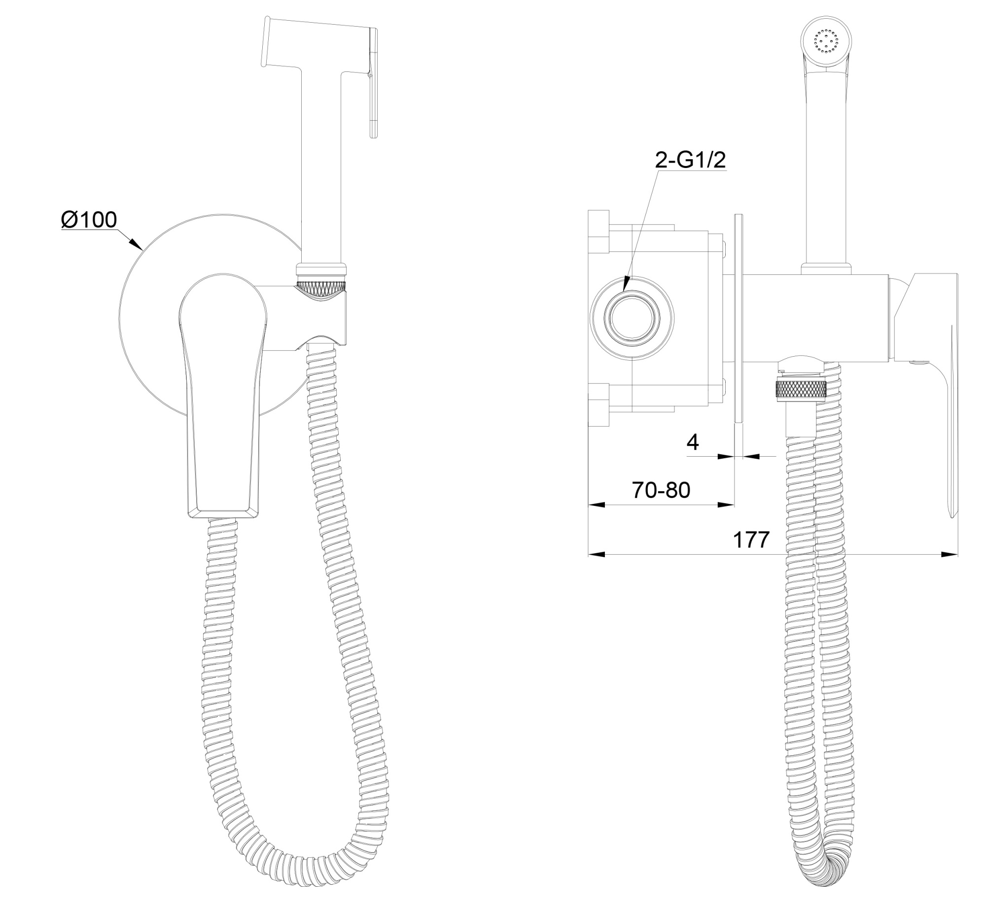 Гигиенический душ Wonzon & Woghand Brilliant WW-88829079-BGM темный графит брашированный