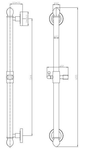 Душевая штанга Esko SRB700 бронза сатин