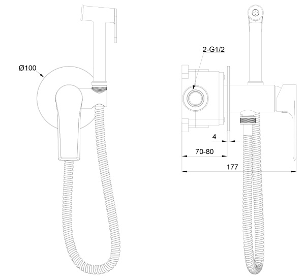 Гигиенический душ Wonzon & Woghand Brilliant WW-88829079-BGM темный графит брашированный