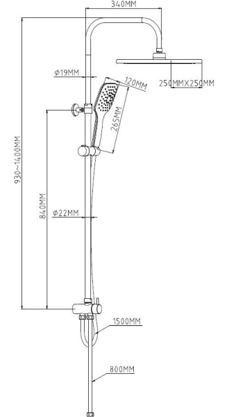 Душевая система ESKO Eiger ST1300 хром Душевая система ESKO Eiger ST1300 хром