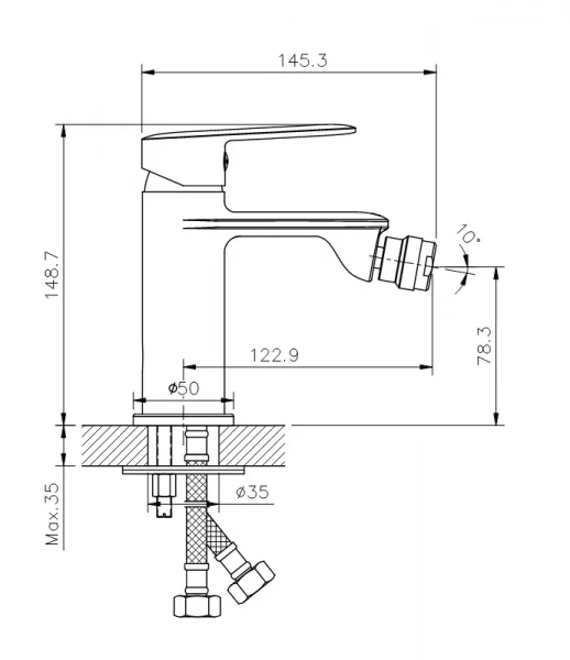 Смеситель для биде Koller Pool LINE LN0300 Смеситель для биде Koller Pool LINE LN0300