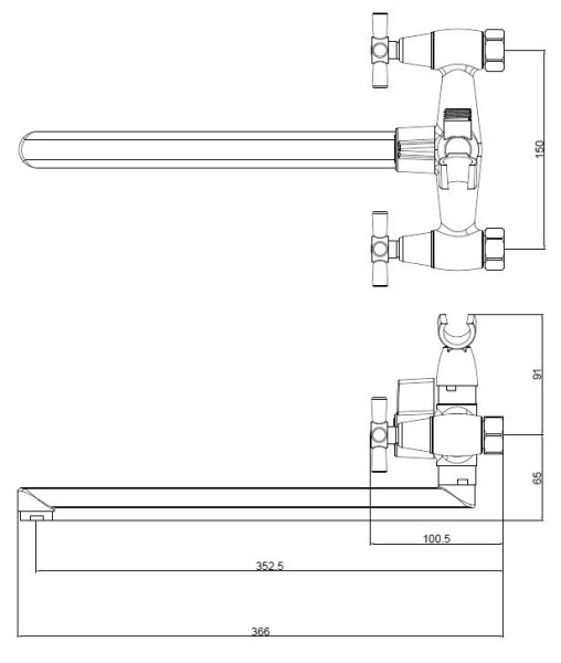 Смеситель для ванны с душевой лейкой Voda Dive DV31 хром