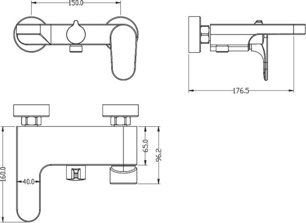 Смеситель для ванны Boheme Spectre 453-MG с душевой лейкой золото-матовый