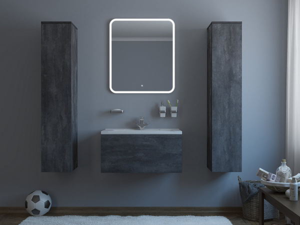 Тумба под раковину Какса-А Cristal 22 80 см 004831 подвесная серый графит