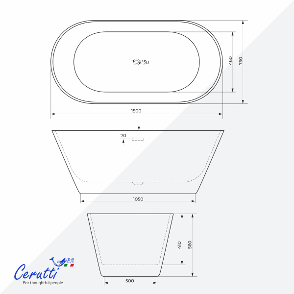 Ванна акриловая Ceruttispa Resia 150x75 CT10302