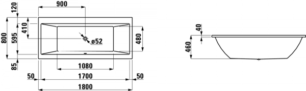 Акриловая ванна 180x80 Laufen Pro 2.3295.0.000.000.1 Акриловая ванна 180x80 Laufen Pro 2.3295.0.000.000.1