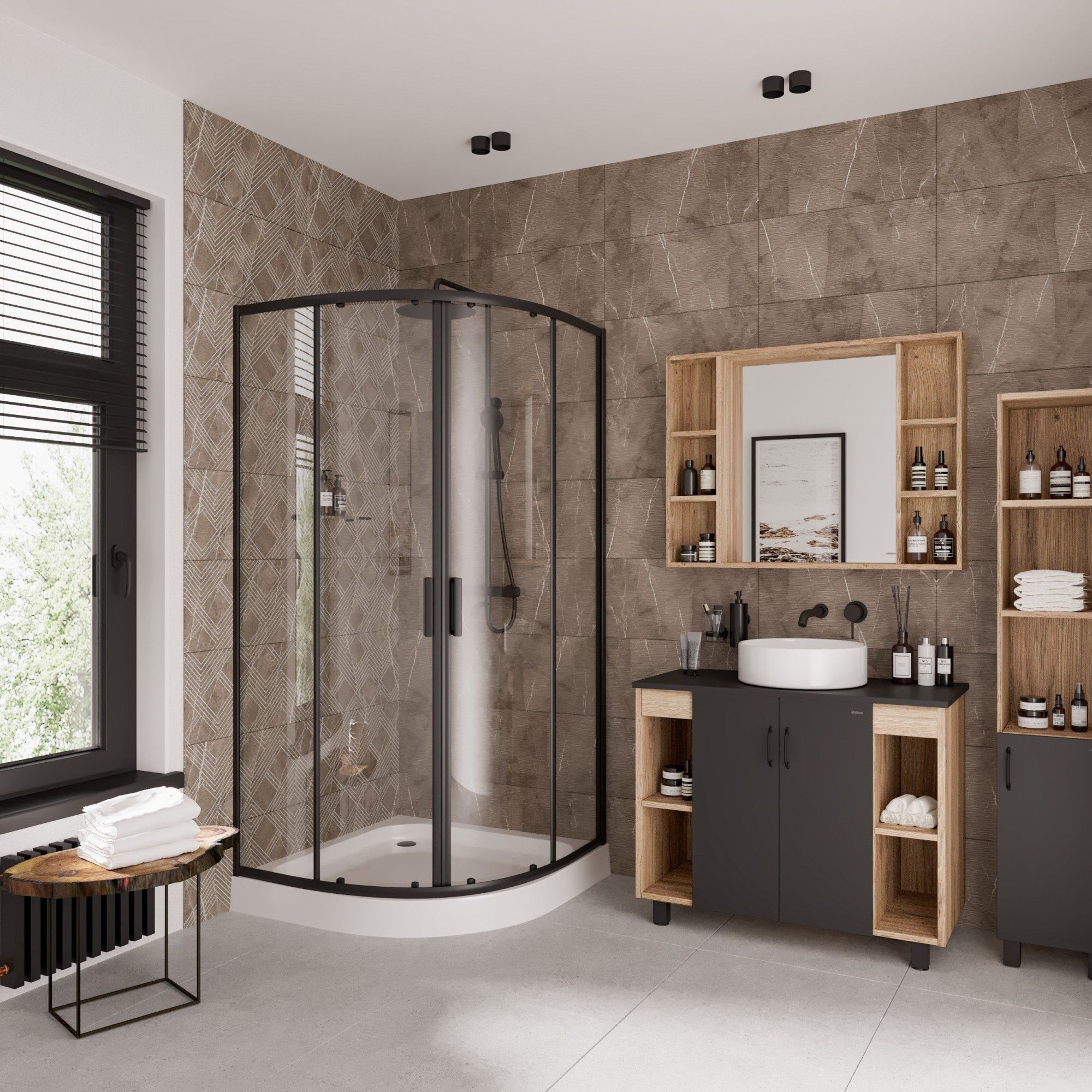 Душевое ограждение NIAGARA Nova NG-6807-08 BLACK (100*100*190) полукруг, двери раздвижные Душевое ограждение NIAGARA Nova NG-6807-08 BLACK (100*100*190) полукруг, двери раздвижные