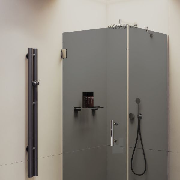 Душевой угол на петлях  MaybahGlass   MGY-1308-4 стекло графит Душевой угол на петлях  MaybahGlass   MGY-1308-4 стекло графит