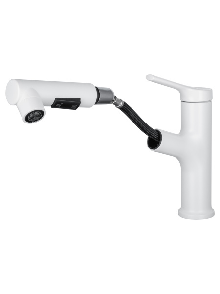 Смеситель для раковины с гигиеническим душем Wonzon & Woghand WW-A40862-MW белый матовый