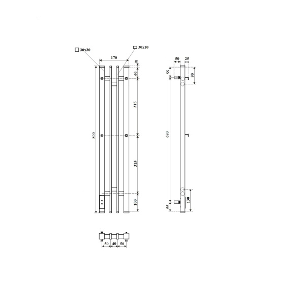 Полотенцесушитель электрический диммер слева 17x80 см Point Фрея PN20728B черный Полотенцесушитель электрический диммер слева 17x80 см Point Фрея PN20728B черный