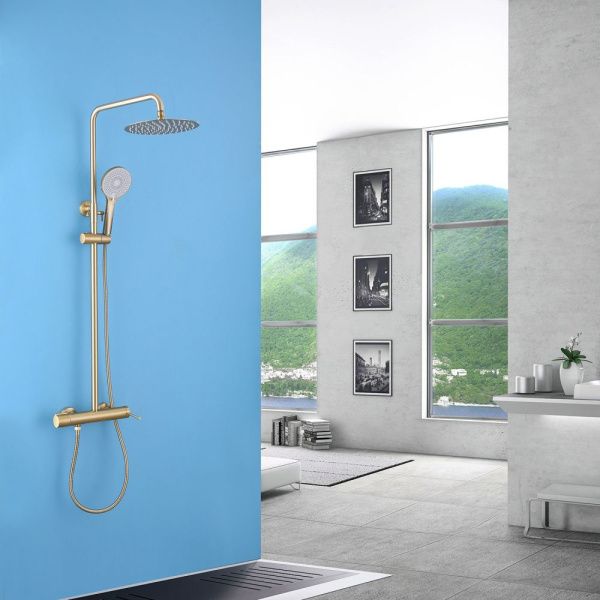 Душевая стойка ABBER Emotion AF8816G с изливом золото матовое Душевая стойка ABBER Emotion AF8816G с изливом золото матовое