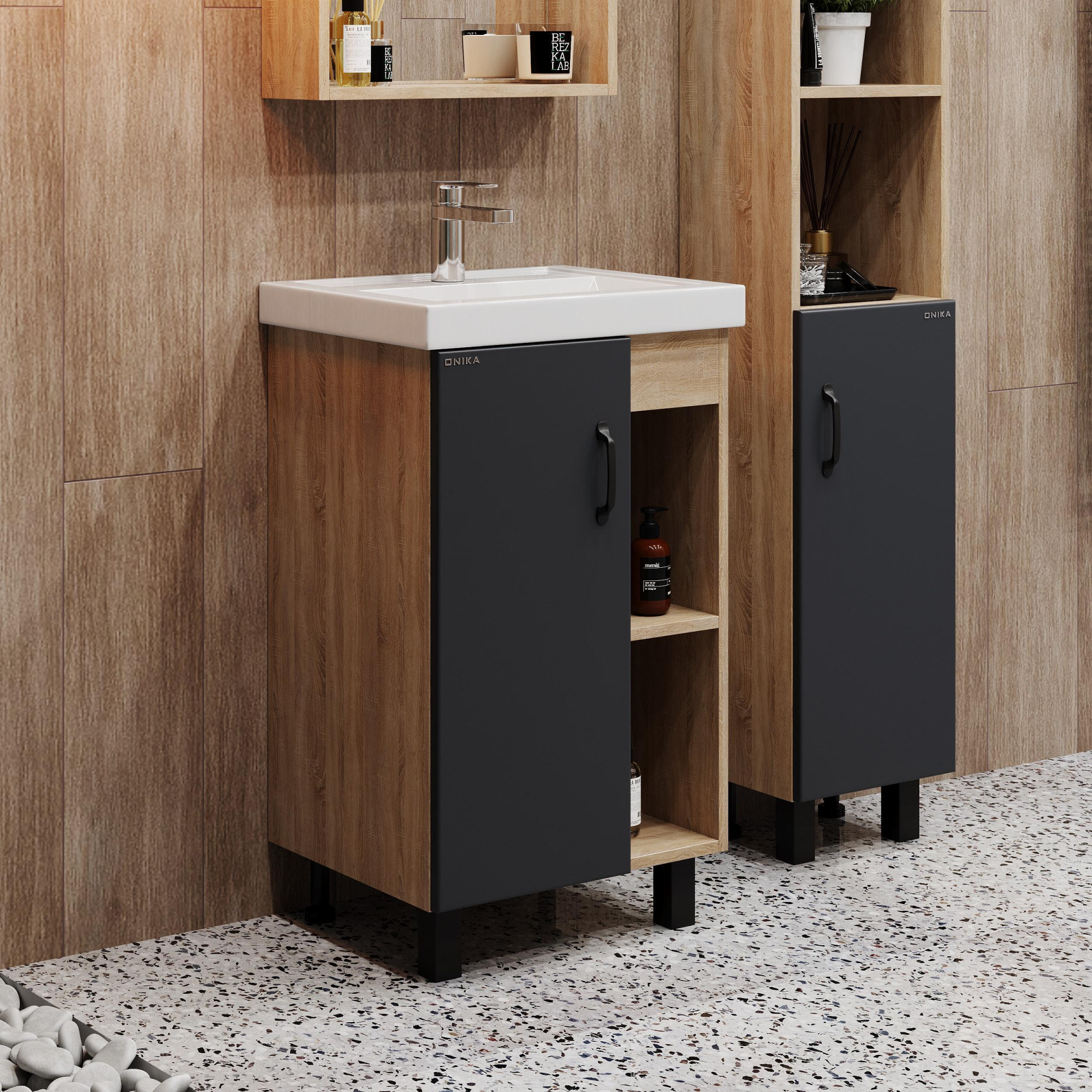 Тумба под раковину Onika Тимбер 50 см 105035 дуб сонома/серый матовый