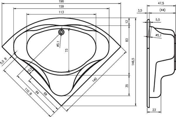 Ванна акриловая Riho Neo 140x140 B076001005