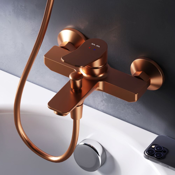 Смеситель для ванны Am.Pm X-Joy F85A10044 розовое золото матовый