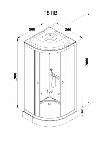 Душевая кабина Parly Frost F811B профиль черный матовый